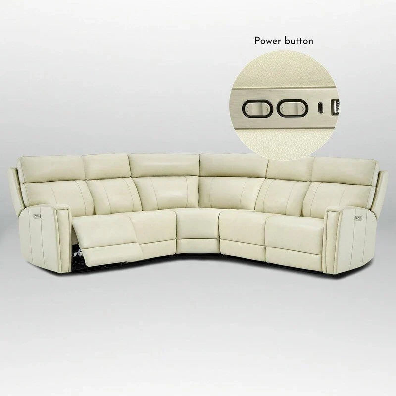 104" 3-Color Genuine Leather Power Reclining Sectional Sofa with Zero Gravity Feature, USB & USB-C Ports, and 2 Stationary Armless Chairs