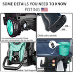 FOTING Electric Pressure Washer, 4500 PSI 3.2 GPM Power Washer with 4 Quick Connect Nozzles, High Pressure Cleaning Machine with Foam Cannon for Cars/Fences/Driveways/Patios/Home Cleaning