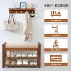 Shoe Rack for Front Door Entrance, 28 Entryway Bench with Coat Rack, Hall Tree Shoe Bench with Storage for Entry, Hallway, Bedroom, Living Room