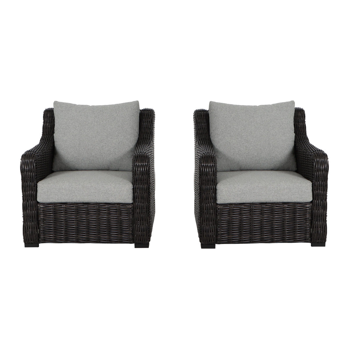 Better Homes & Gardens Bellamy 2 - Pack Outdoor Wicker Club Lounge Patio Chairs, Dark Brown