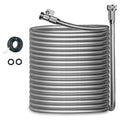 Morvat 50 Foot Stainless Steel Garden Hose with Shut-Off Valve, Garden Hose Stainless Steel 50ft, Resistant to Tangles and Punctures, Heavy Duty
