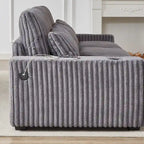 126W Large L-Shaped Corduroy Sofa with USB Charging Port