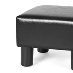 Square Footrest Stool with Upholstered Seat and Wooden Legs
