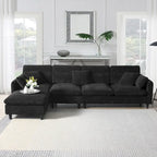 110-Inch L-Shaped 5-Seater Sectional Sofa with Removable Ottoman, Cloud Chenille Fabric, and 5 Cushions