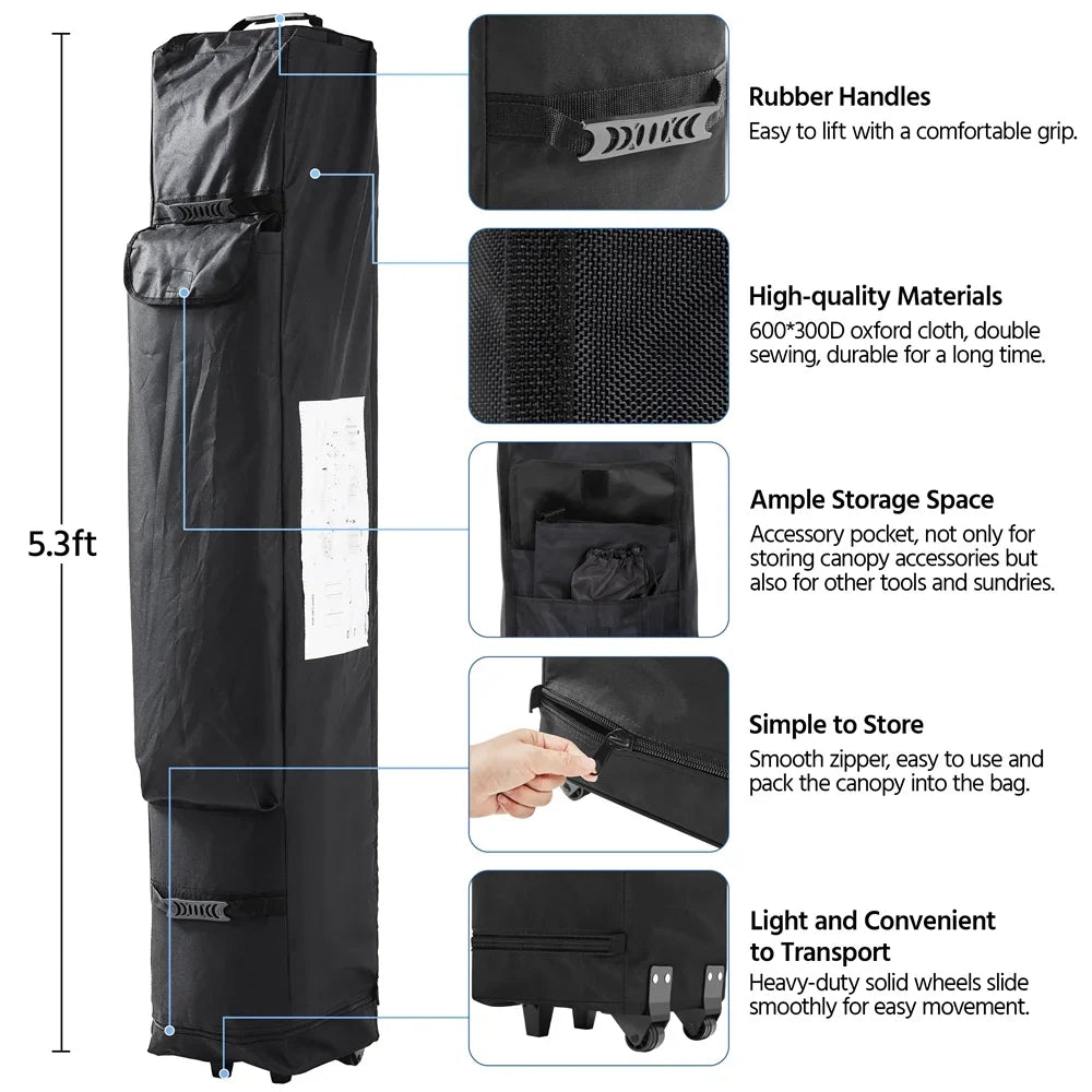 Alden Design Adjustable 10' x 10' Commercial Pop-up Canopy with Wheeled Carry Bag, Blue