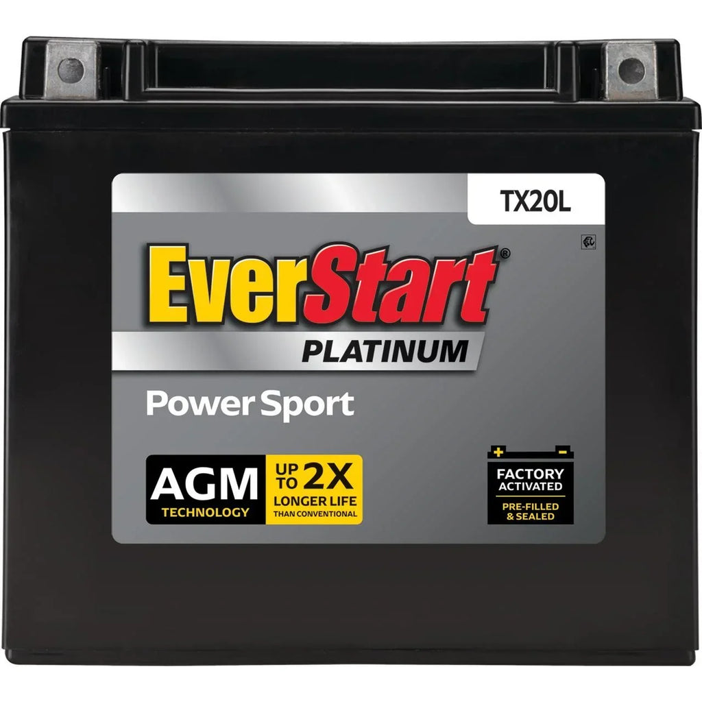 EverStart Platinum AGM Power Sport Battery, Group Size TX20L 12 Volt, 310 CCA