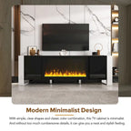 Contemporary Black 68.1" TV Stand with Fireplace and 2 Spacious Cabinets for TVs Up to 78"