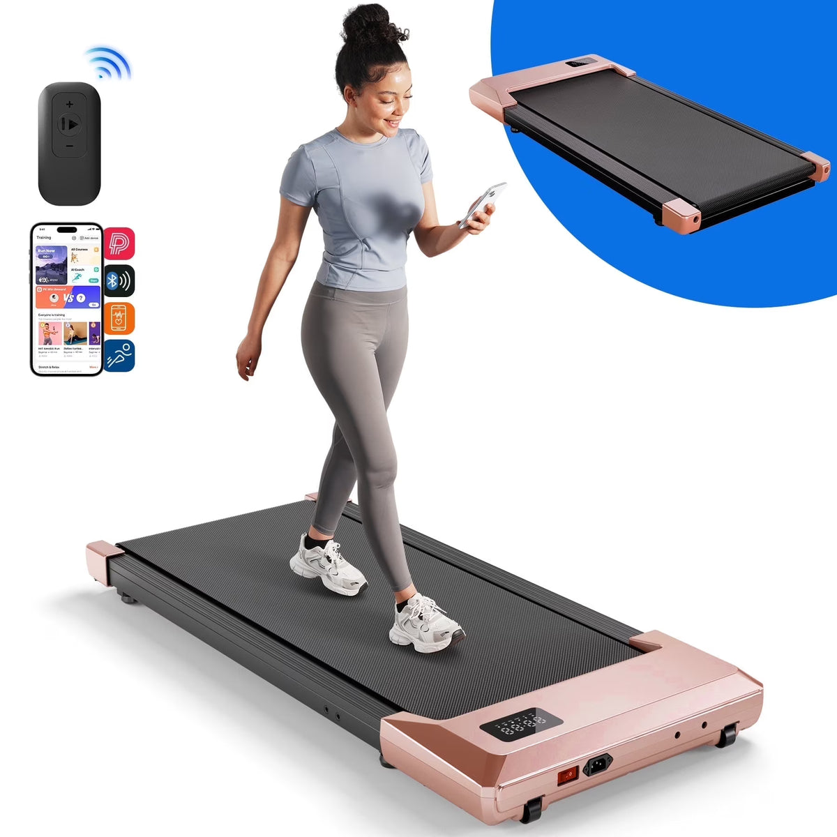 Walking Pad Treadmill with Remote Control, Under Desk Treadmill for Home&Office, 250 lb Weight Capacity