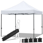 Alden Design Adjustable 10' x 10' Commercial Pop-up Canopy with Wheeled Carry Bag, Blue