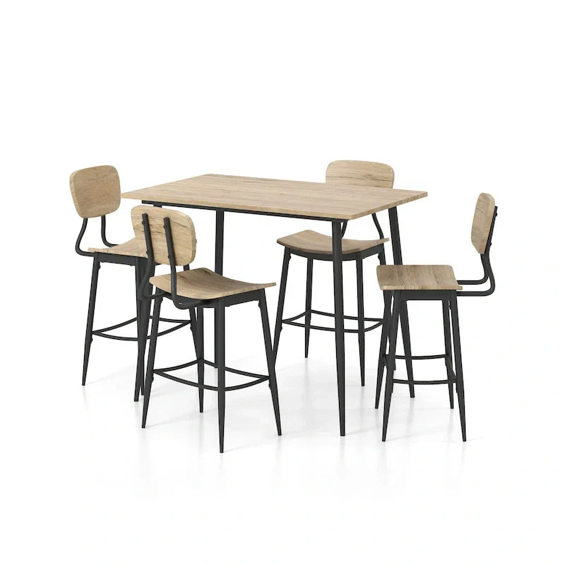 Cairo 5-Piece Counter Height Dining Table Set in Industrial Metal by Furniture of America