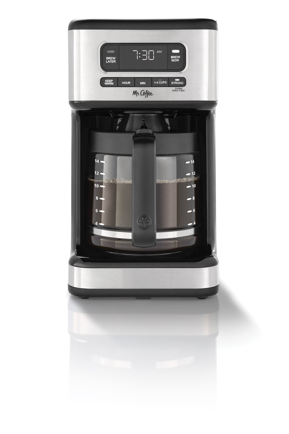 Mr Coffee 14 Cup Programmable Coffee Maker | Light Stainless Steel
