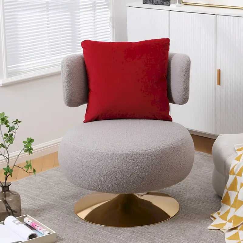 Round Barrel Chair with Fabric and Swivel Design