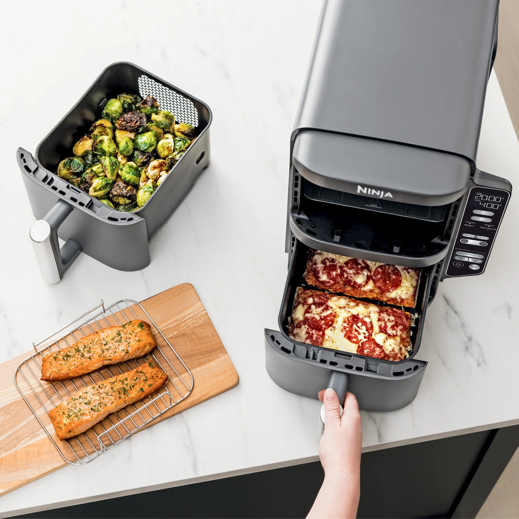 Ninja Doublestack XL 2 - Basket Air Fryer, Doublestack Technology Cooks 4 Foods at Once, Space Saving Design, 10 QT, 4 - in - 1, Smart Finish & Match Cook, SL400