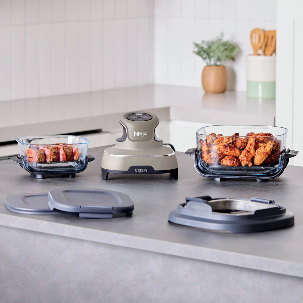 Ninja Crispi 4 - in - 1 Portable Glass Air Fryer Cooking System, 4 - Qt & 6 - Cup Containers, Cyberspace