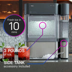Countertop Nugget Ice Maker with Side Tank | Ice Machine with WiFi Connectivity | Smart Home Kitchen Essentials | Stainless Steel