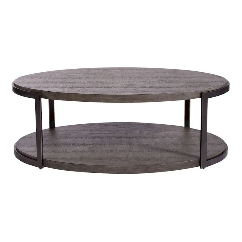Contemporary Gauntlet Gray Oval Coffee Table