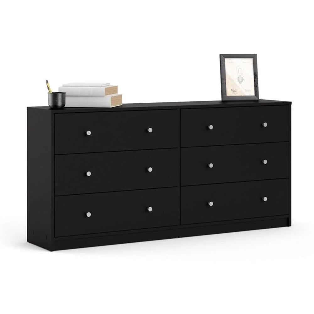 Pemberly Row 3PC Engineered Wood Dresser and Nightstands Bedroom Set in Black