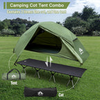 Night Cat Camping Cot Tent - Waterproof 1-Person Off-Ground Combo Cot Bed for Adults Portable Easy Set-up Tent