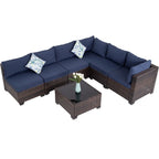 Ainfox 7 Pcs Outdoor Patio Furniture Sofa Set on Sale, Grey Rattan Grey Cushion