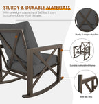 MRUAKA Rocking Chair Bistro Set, 3 Piece Outdoor Patio Furniture Set with 2 Rockers and 1 Metal Coffee Table with Thick Cushions for Porch, Backyard, Poolside, Beige