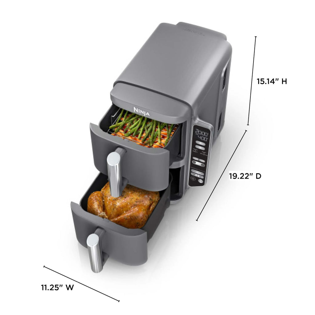 Ninja Doublestack XL 2 - Basket Air Fryer, Doublestack Technology Cooks 4 Foods at Once, Space Saving Design, 10 QT, 4 - in - 1, Smart Finish & Match Cook, SL400