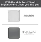 Ninja Foodi 9 in 1 Digital Air Fry Oven, Convection Oven, Toaster, Air Fryer with Flip Away Storage, Air Roast, Bake, Broil, Dehydrate, Reheat, Stainless Steel (102A) : Home & Kitchen