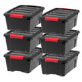 12 Quart Stack & Pull Box, Black & Red, Set of 6
