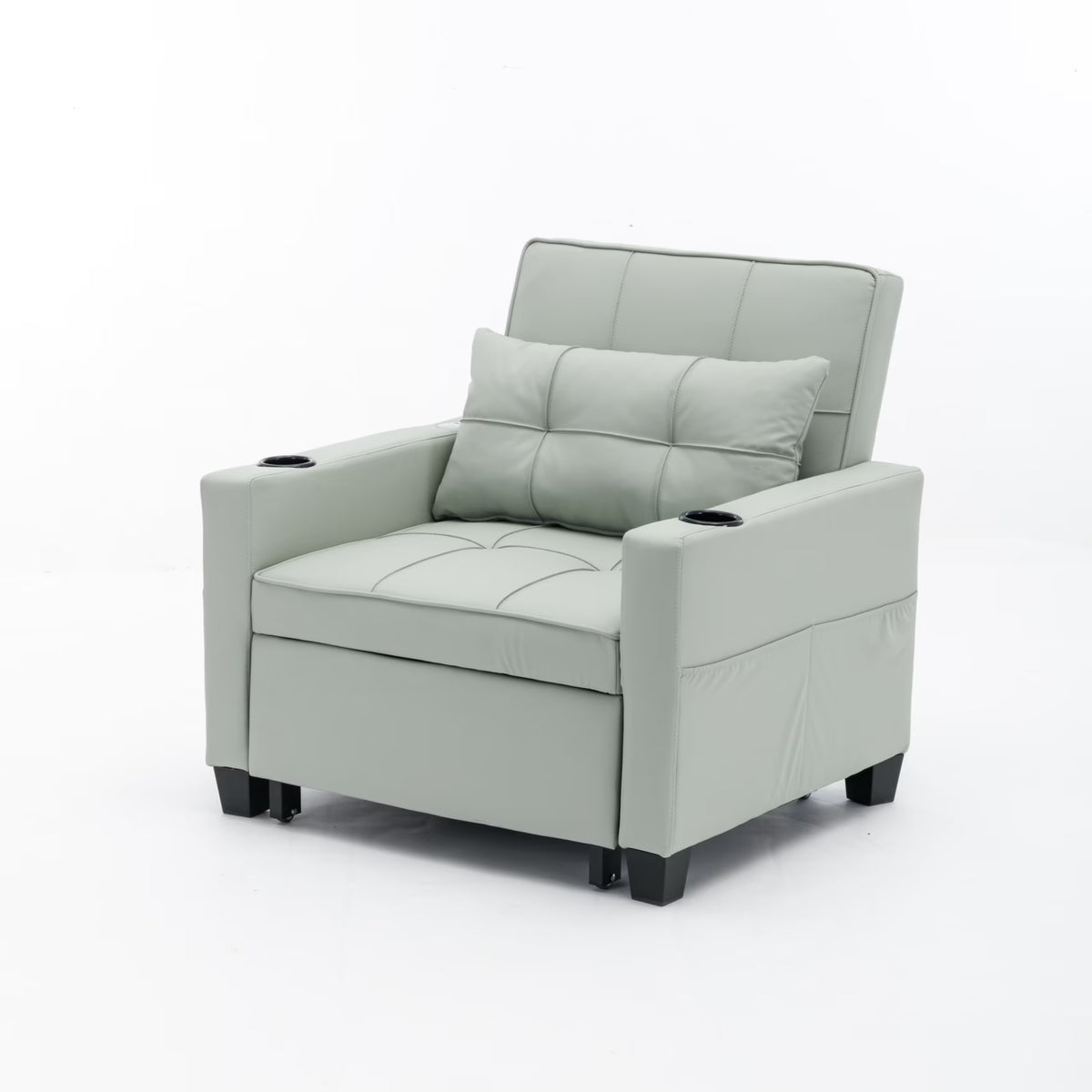 Convertible Futon Sofa Bed, 3 - in - 1 Multi - Functional Sleeper Chair Bed with USB Ports, Adjustable Backrest Recliner, for Living Room Bedroom Small Space, Tech Cloth, Dark Grey