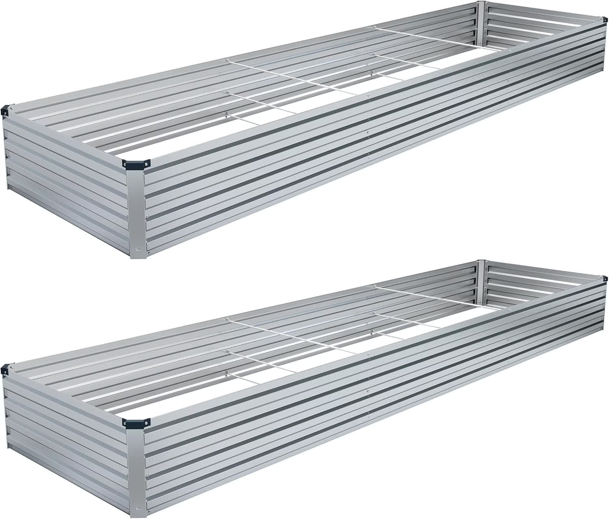 2PCS 12x4x1ft Galvanized Raised Garden Bed, Raised Graden Bed Kit - Square Metal Garden Bed, Large Planter Raised Bed Outdoor, Garden Box for Vegetables, Flower, Herb - Sliver(One Box of Two Pieces)