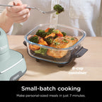 Ninja Crispi 4 - in - 1 Portable Glass Air Fryer Cooking System, 4 - Qt & 6 - Cup Containers, Cyberspace