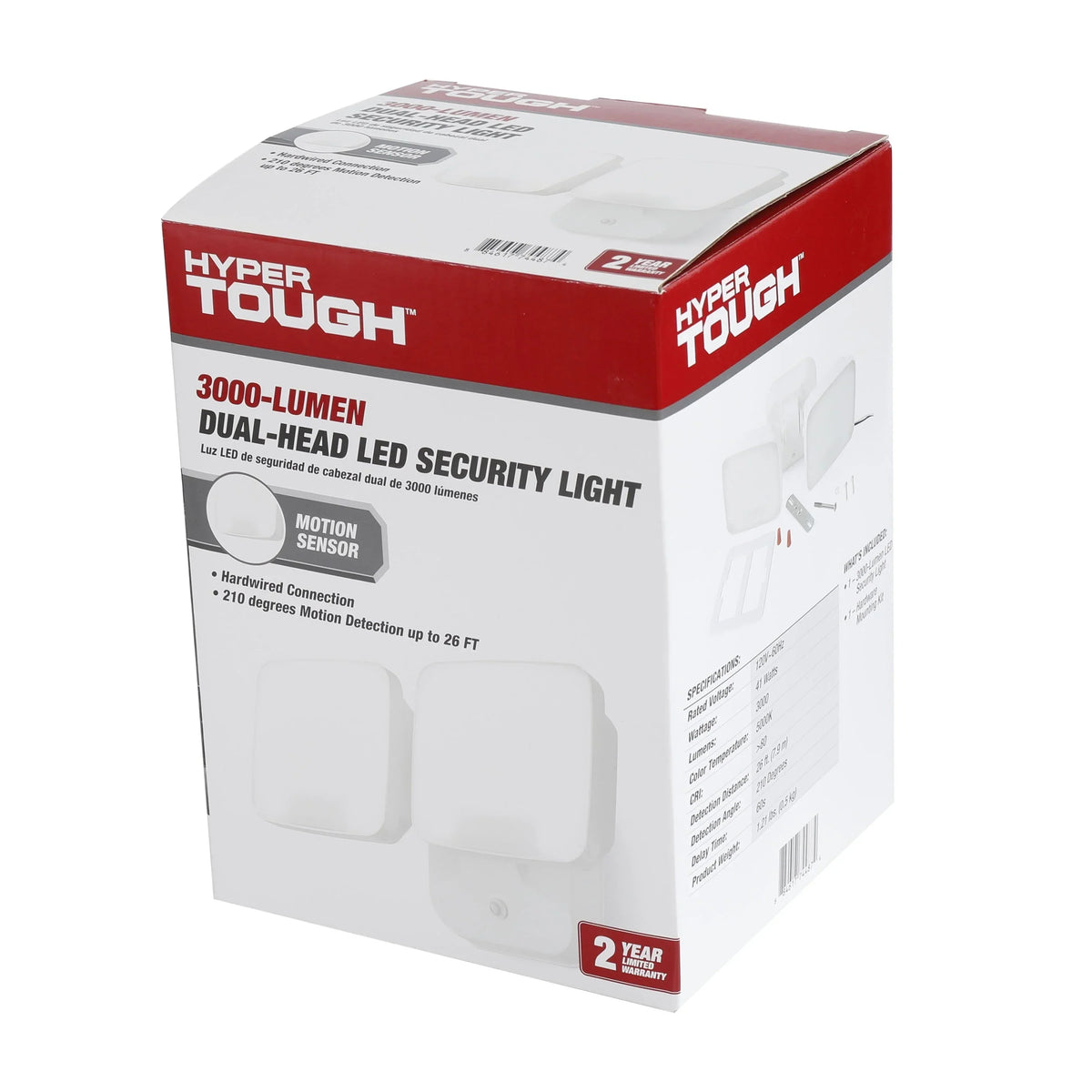 Hyper Tough 3000 Lumen Motion Activated LED Security Light with Adjustable Dual Lamp Heads, Hardwired