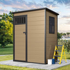 Modfusion 4.62.66.3 Ft Resin Storage Shed with Window, Floor, Plastic Roof, Storage Cabinets for Brooms Vacuum Cleaners Fits 65 to 68 in, Winter Gear Box, Black