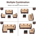 ELPOSUN Patio Furniture Set, Outdoor Patio Furniture Wicker Furniture Couch Set, 5 Pieces Outdoor Sectional Sofa, Patio Furniture Set, Outdoor Patio Set for Balcony Furniture (Grey)