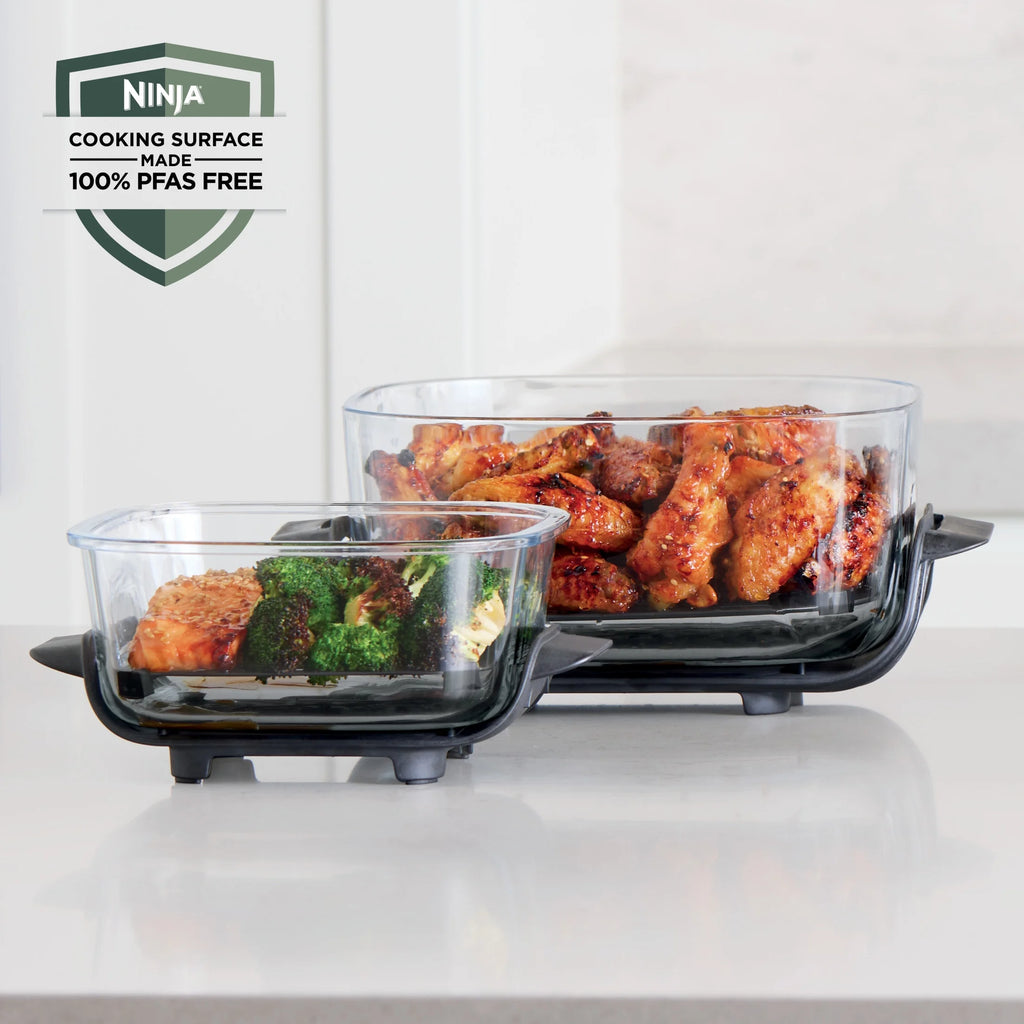 Ninja Crispi 4 - in - 1 Portable Glass Air Fryer Cooking System, 4 - Qt & 6 - Cup Containers, Cyberspace