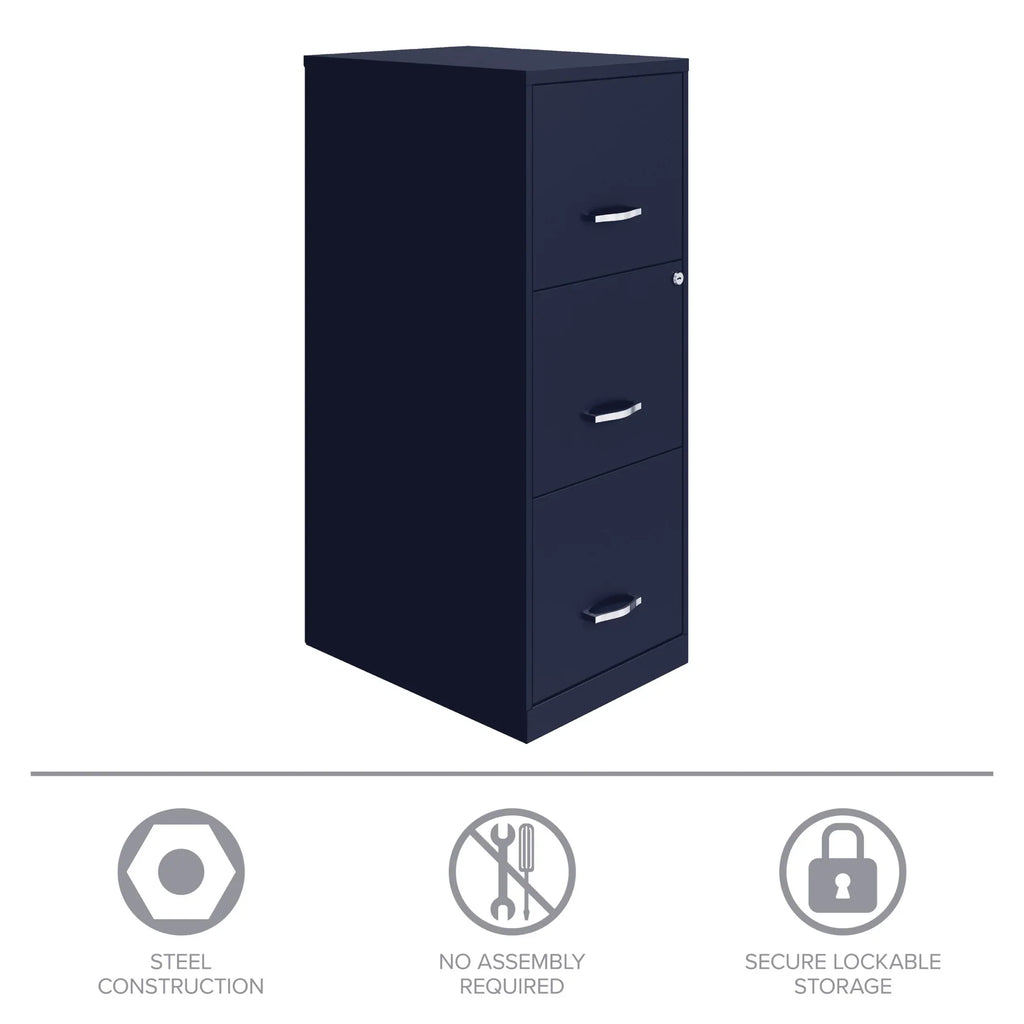Space Solutions 18" Deep 3 Drawer Smart Letter Width Vertical File Cabinet, Navy