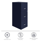 Space Solutions 18" Deep 3 Drawer Smart Letter Width Vertical File Cabinet, Navy