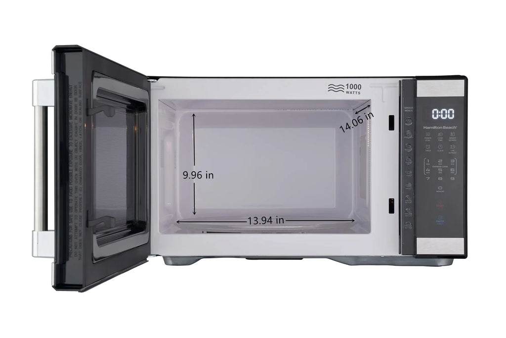 Hamilton Beach 1.1 Cu. Ft. Microwave Oven, Countertop, Black and Stainless Steel
