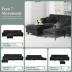 110-Inch L-Shaped 5-Seater Sectional Sofa with Removable Ottoman, Cloud Chenille Fabric, and 5 Cushions