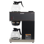 12-Cup Pourover Coffee Maker, Black, with Upper & Lower Warmers, 2 Glass Decanters, Commercial Use