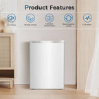 FREE VILLAGE 3.2 Cu.Ft. Mini Fridge with Freezer, Small Refrigerators with Adjustable Thermostat, Low Noise, Energy Saving, Compact Refrigerators for College Dorm, Office, Bedroom, Apartment, White