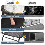 3-Piece Patio Conversation Bistro Set, Outdoor Rattan Furniture Set with Glass Table & 2 Wide Armchairs, Seat Cushions