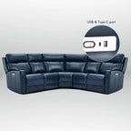 104" 3-Color Genuine Leather Power Reclining Sectional Sofa with Zero Gravity Feature, USB & USB-C Ports, and 2 Stationary Armless Chairs