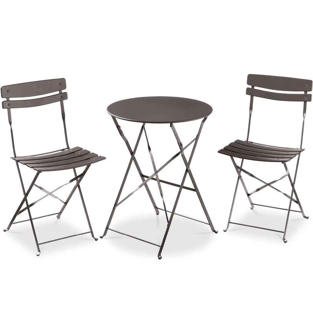 Best Choice Products 3-Piece Small Bistro Set, Folding Patio Furniture Set of 2 Chairs and Table - Black