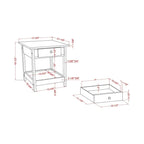 Denhour DH BASIC 4-Piece Open-Shelf Coffee Table Set with Drawer in Transitional Rubberwood