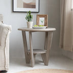 COZAYH Set of 2 Rustic Farmhouse End Tables with Storage Shelf - Vintage Grey French Country Accent Side Tables