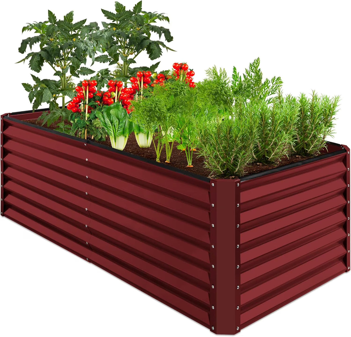 Gloaa 6x3x2ft Outdoor Metal Raised Garden Bed, Deep Root Box Planter for Vegetables, Flowers, Herbs, and Succulents W/ 269 Gallon Capacitysage Green