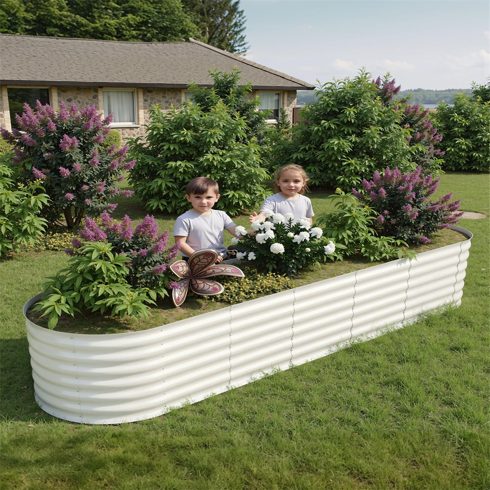 2 - Pack Galvanized Steel Raised Garden Beds Kit - Outdoor Metal Planter Boxes for Vegetables, Flowers & Herbs.tool - Free Assembly, Rust - Resistant Green Coated Design