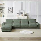 126W Large L-Shaped Corduroy Sofa with USB Charging Port