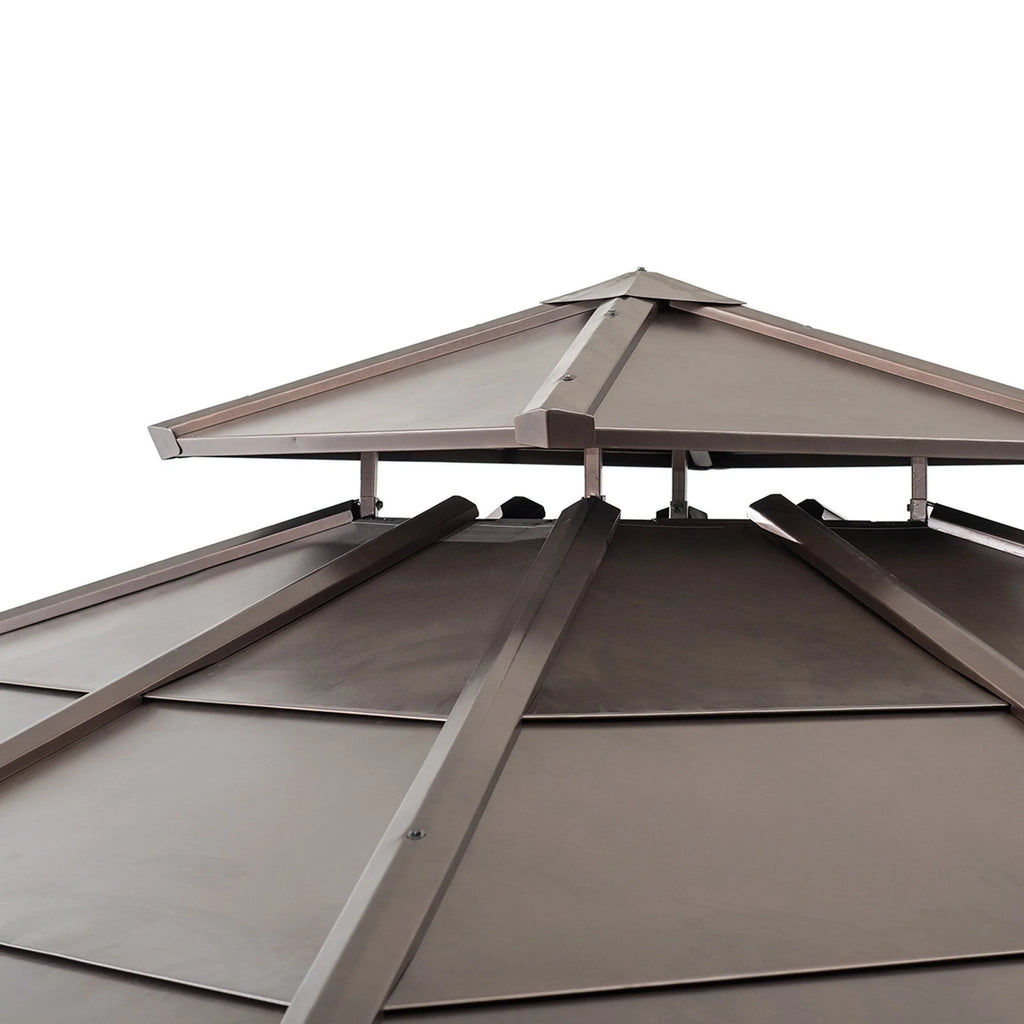 10 ft. x 10 ft. Cedar Framed Gazebo with Steel 2-Tier Hip Roof Hardtop