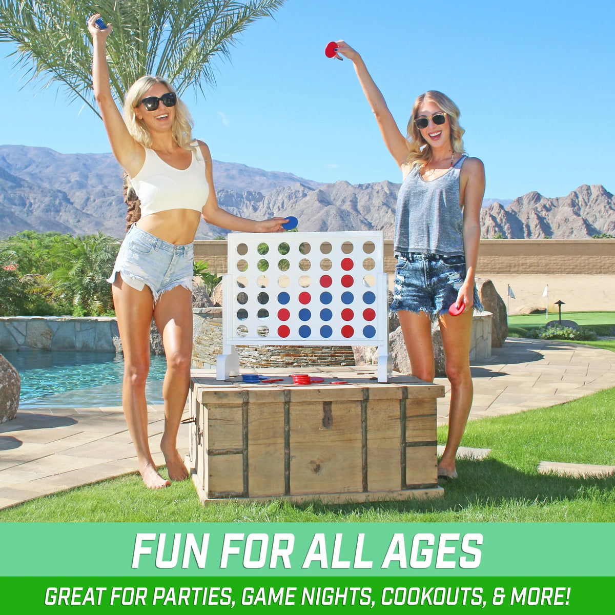 2' Wooden 4-in-a-Row Game Set | White